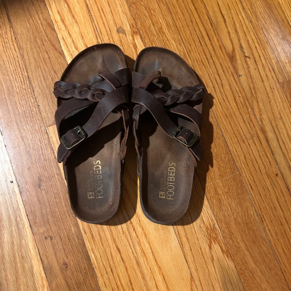 White Mountain Dark Brown Braided Sandals